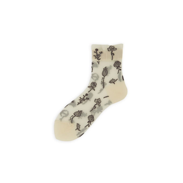 021131659 Sheer Soft Top Flower Low Crew Socks