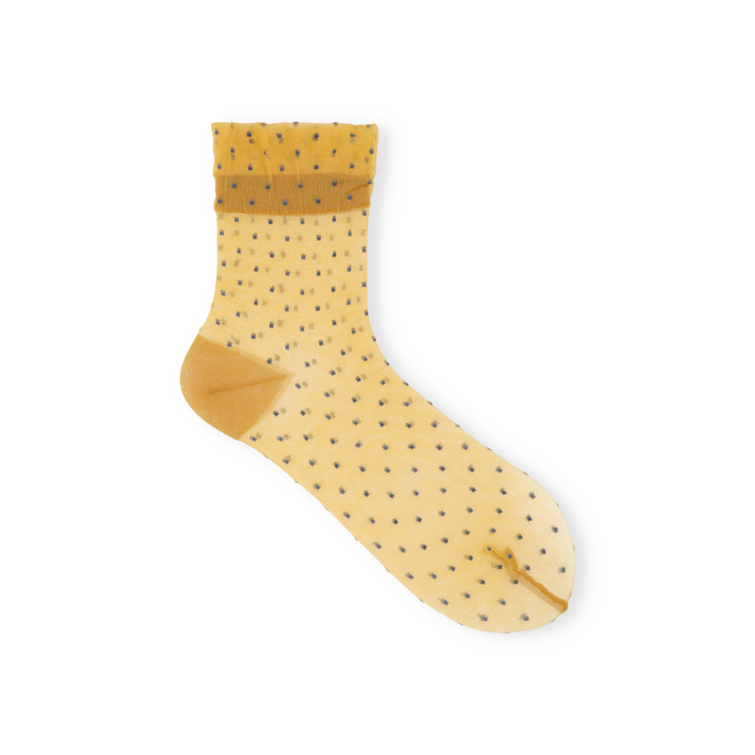 021131981 Sheer Fine Dots Low Crew Socks S