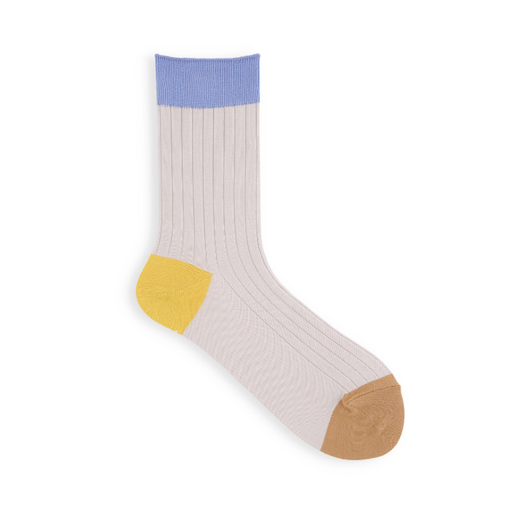 021132276 Coloured Top 8x2 Ribbed Low Crew Socks