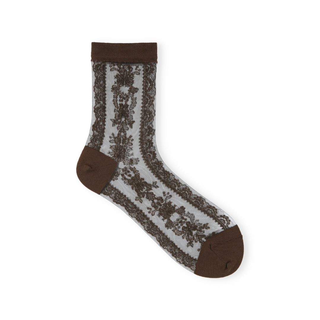 021132284 Sheer Lace Pattern Low Crew Socks