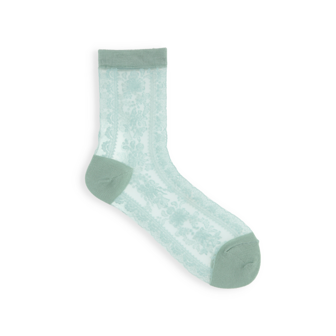 021132284 Sheer Lace Pattern Low Crew Socks