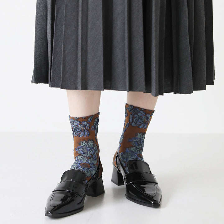 021132287 Float Flowers Low Crew Socks