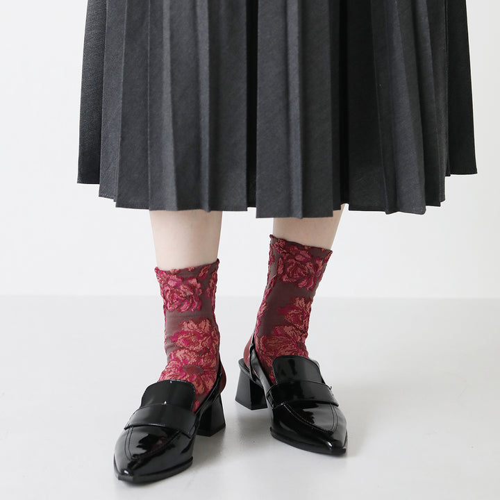 021132287 Float Flowers Low Crew Socks