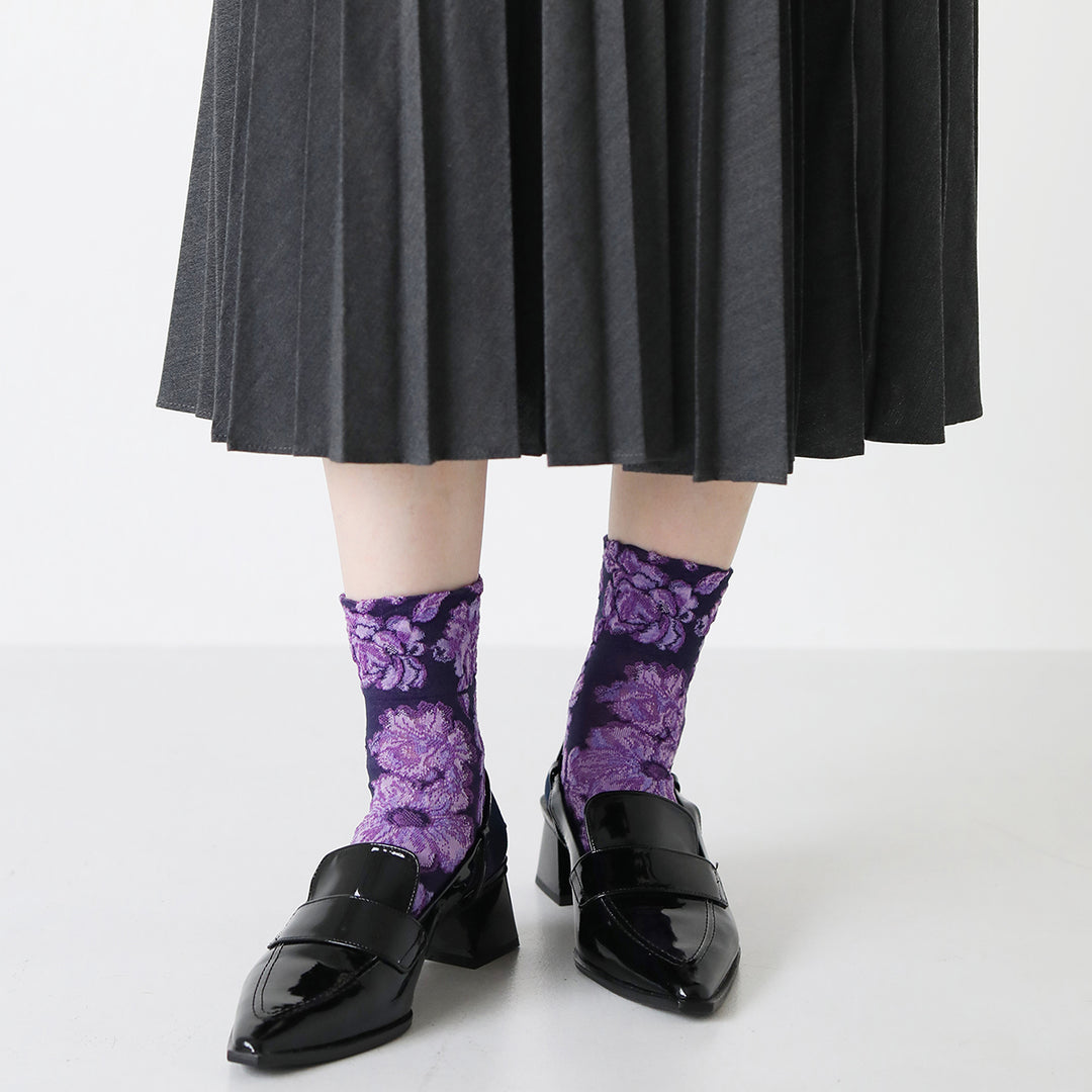 021132287 Float Flowers Low Crew Socks