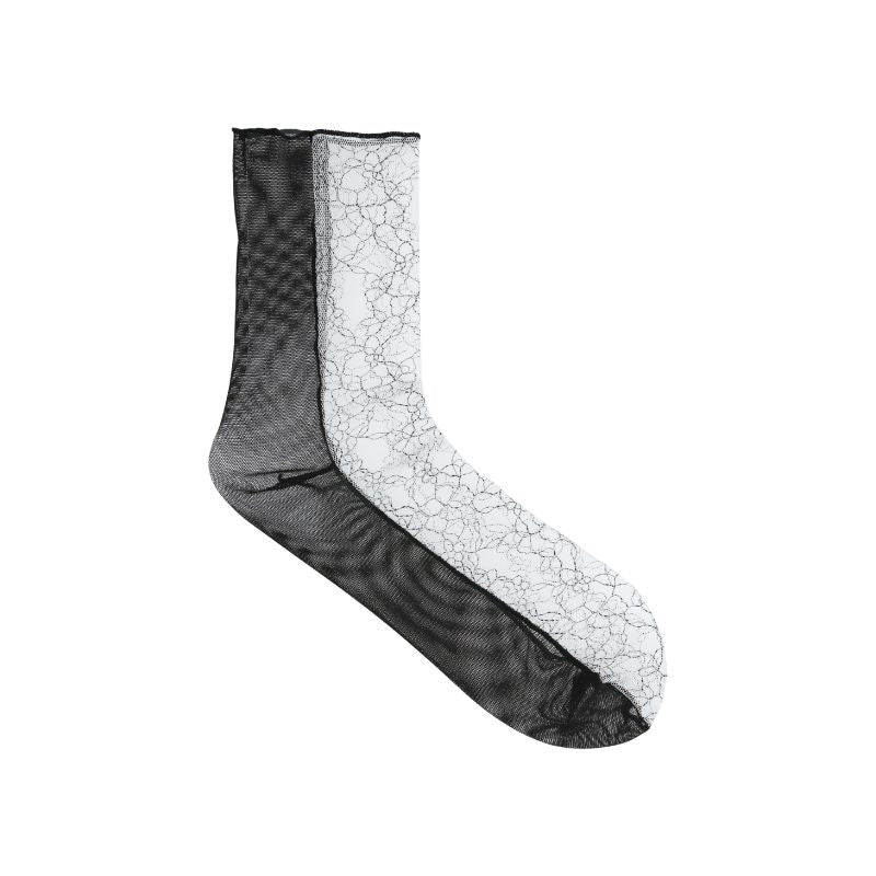 021132512 Front Lace Tulle Crew Socks