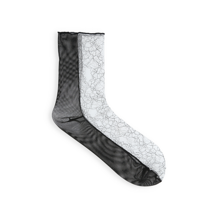 021132512 Front Lace Tulle Crew Socks
