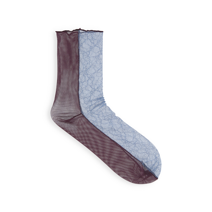 021132512 Front Lace Tulle Crew Socks
