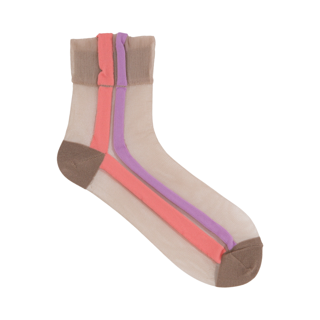 021132583 Bicolour Side Line Low Crew Socks