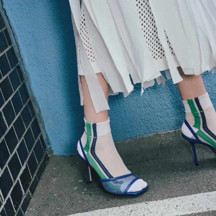 021132583 Bicolour Side Line Low Crew Socks