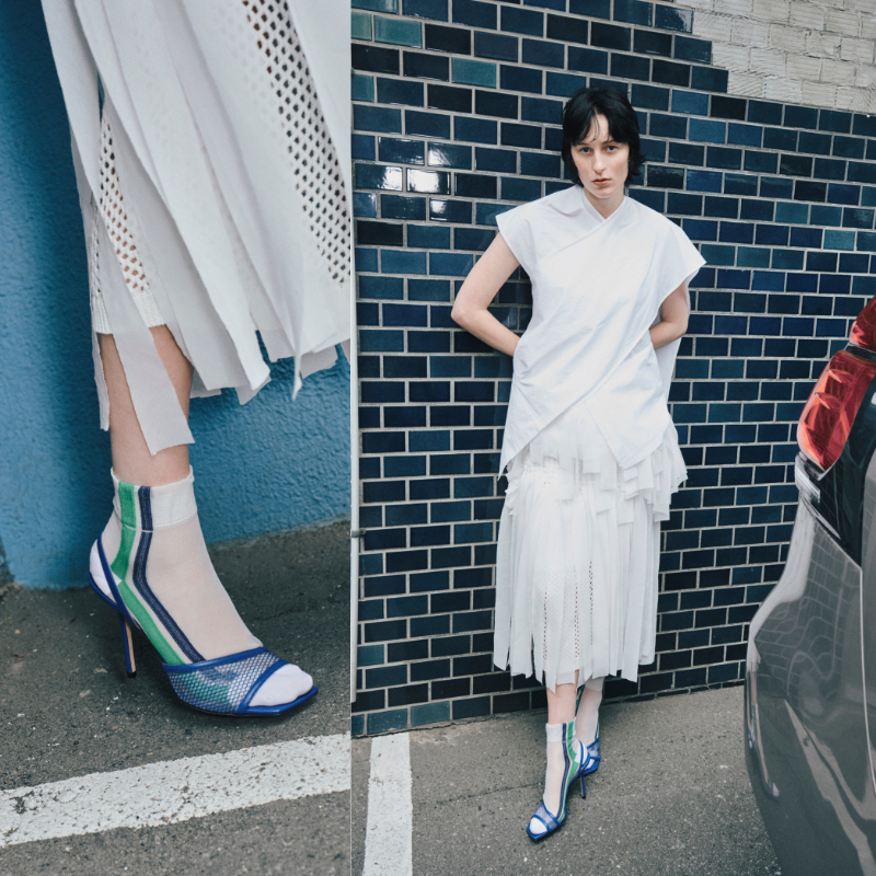 021132583 Bicolour Side Line Low Crew Socks