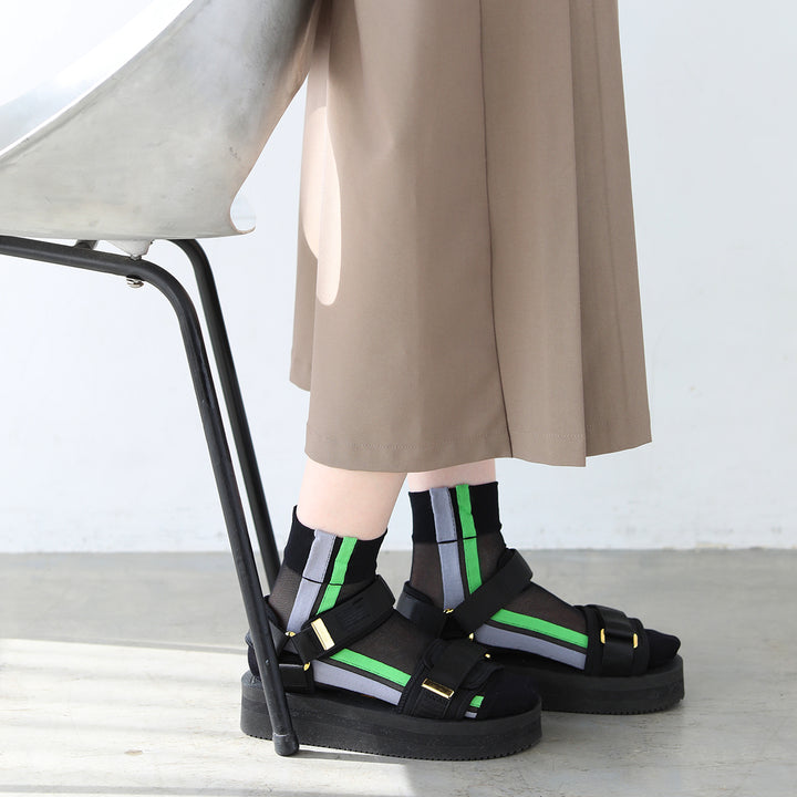 021132583 Bicolour Side Line Low Crew Socks