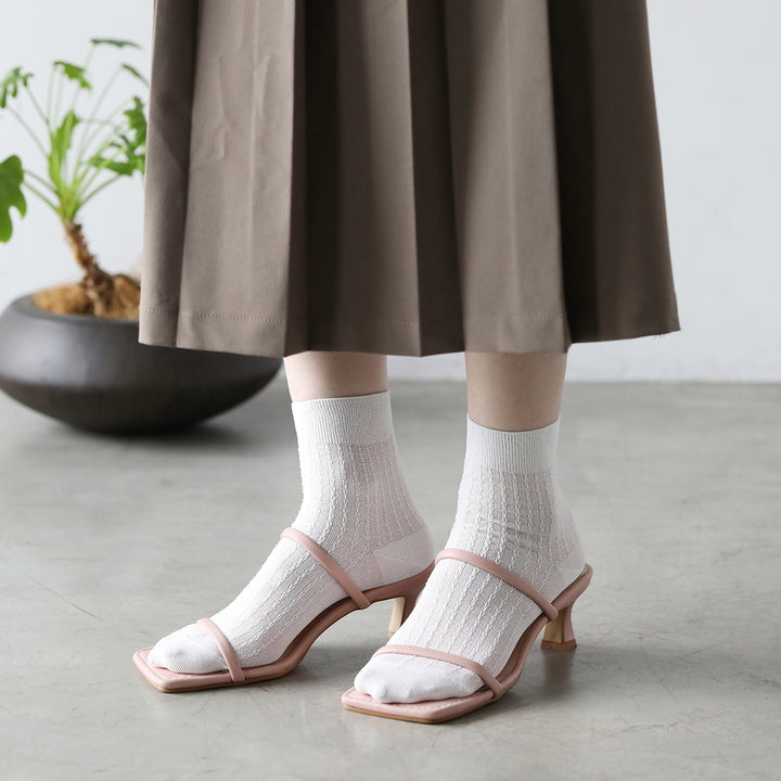 021132589 Fine Washi Rib Mesh Low Crew Socks
