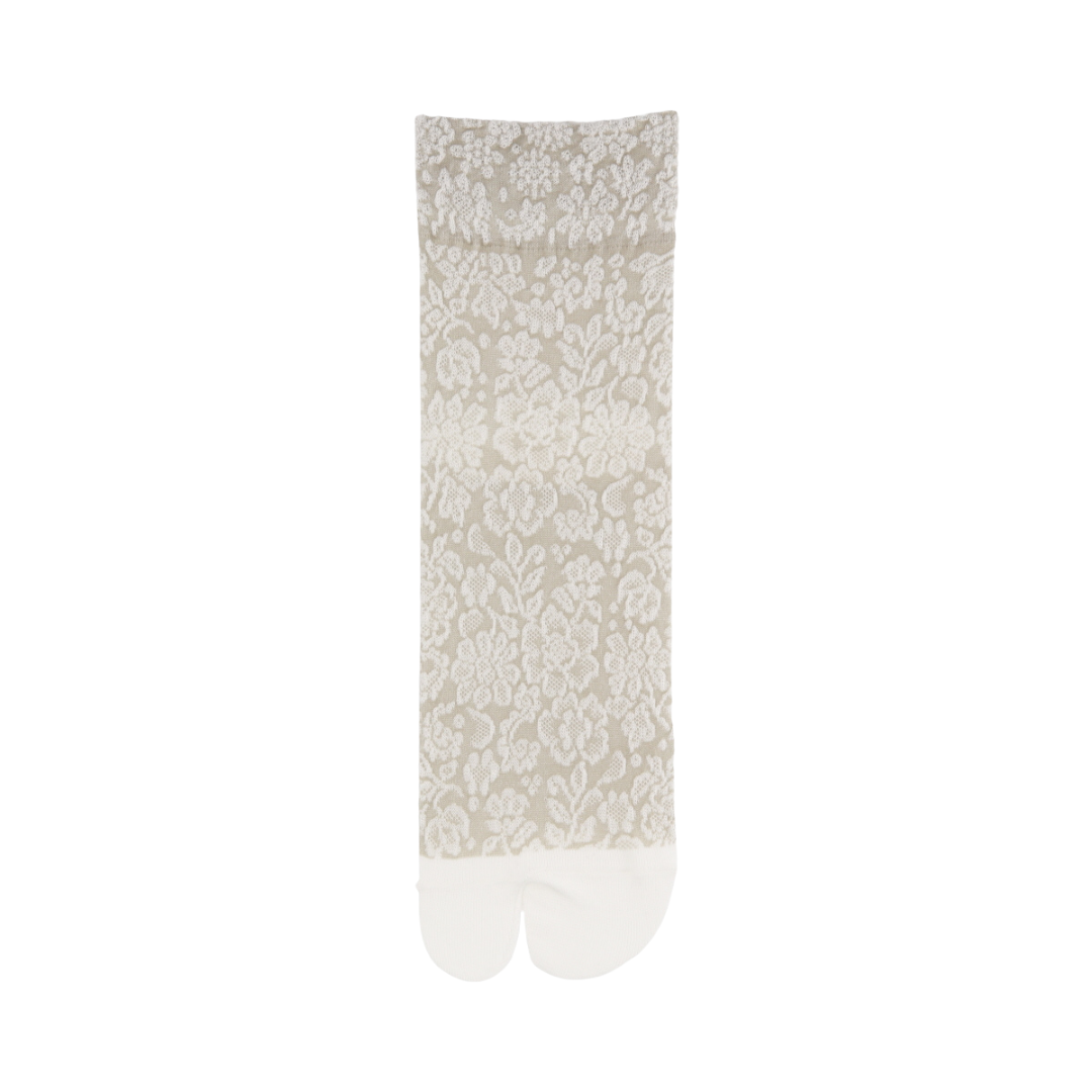021132593 Flower Float Cotton Tabi Low Crew Socks