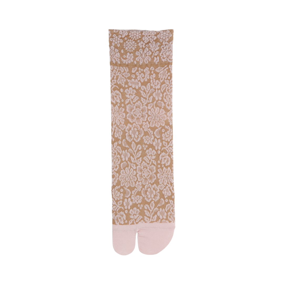 021132593 Flower Float Cotton Tabi Low Crew Socks