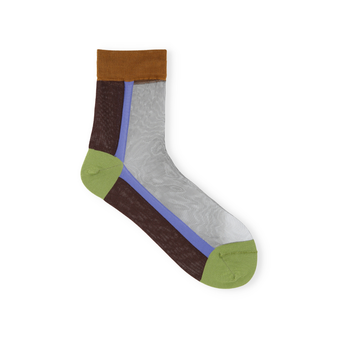 021132599 Sheer Panel Low Crew Socks