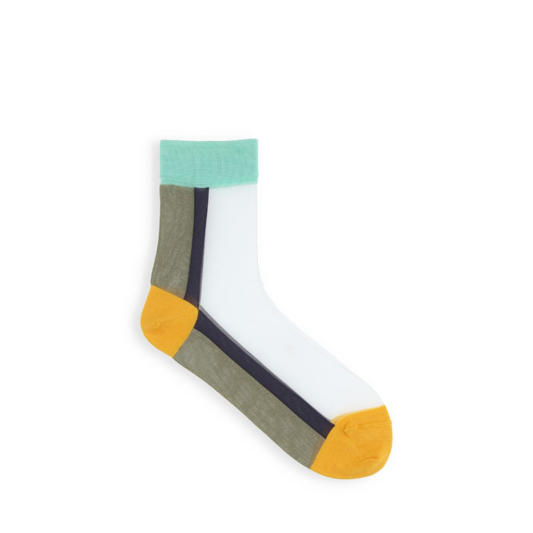 021132599 Sheer Panel Low Crew Socks