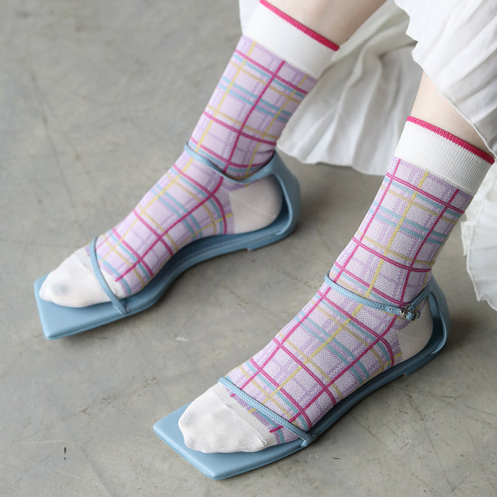 021132603 Sustainable Yarn Madras Check LC Socks