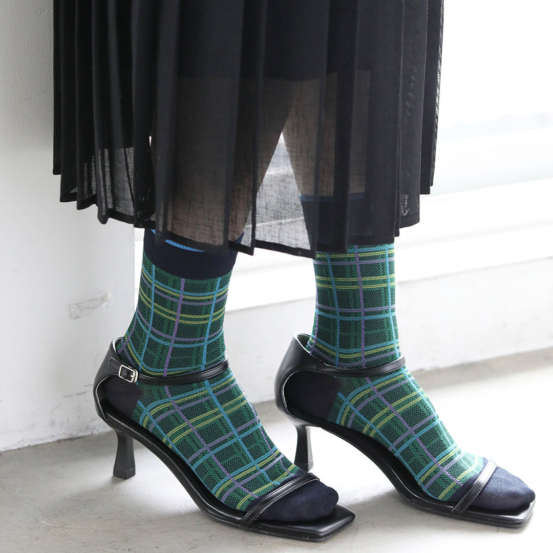 021132603 Sustainable Yarn Madras Check LC Socks