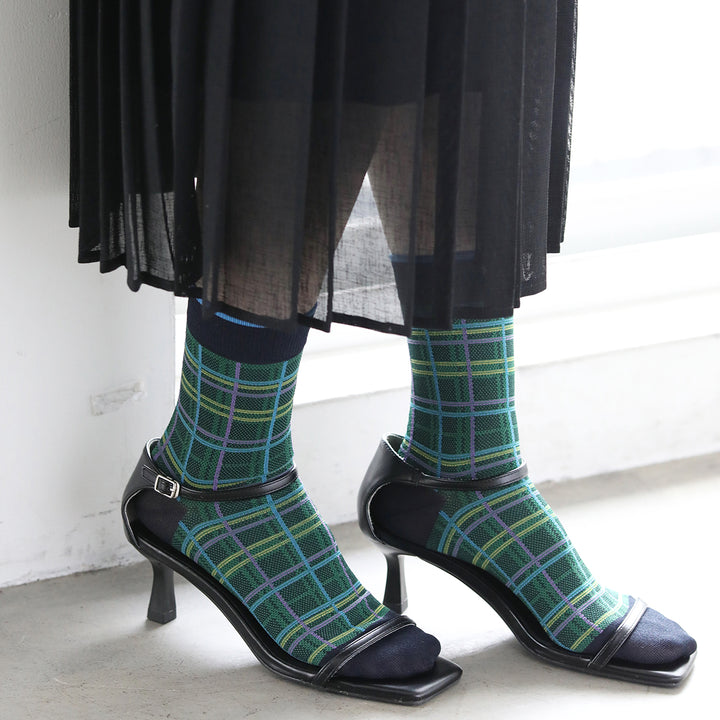 021132603 Sustainable Yarn Madras Check LC Socks
