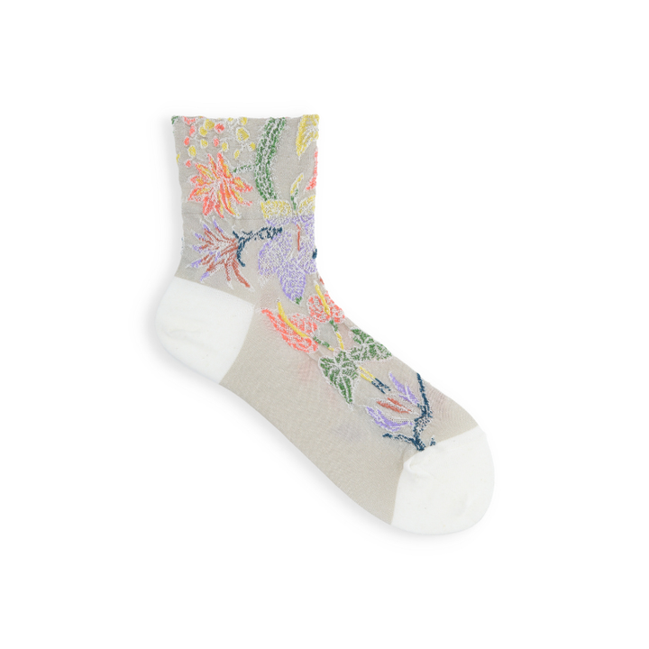 021132620 Tropical Plants Cotton/Linen Crepe Socks