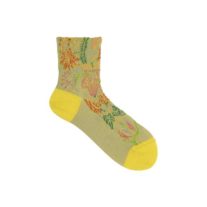 021132620 Tropical Plants Cotton/Linen Crepe Socks