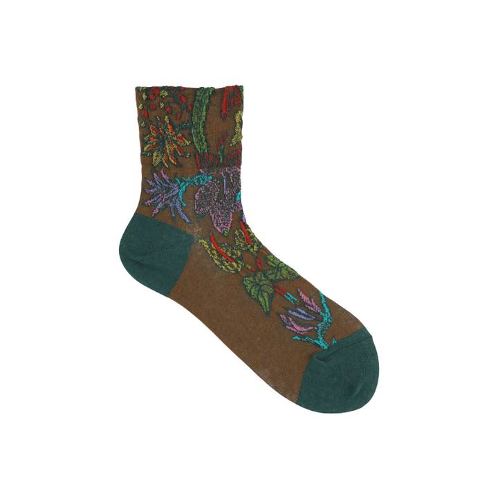 021132620 Tropical Plants Cotton/Linen Crepe Socks
