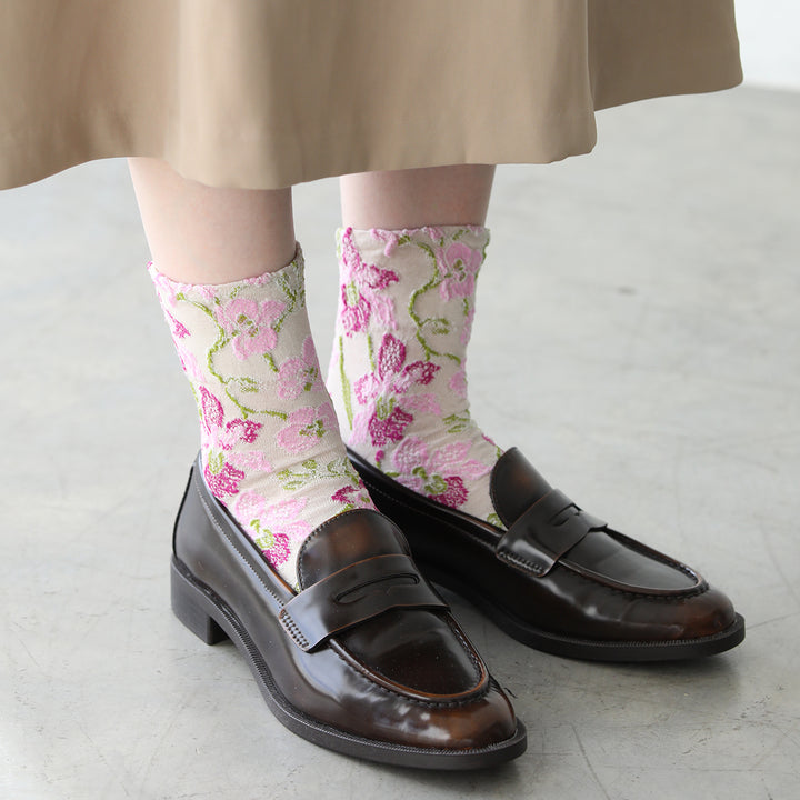 021132624 Cotton/Linen Orchid Low Crew Socks