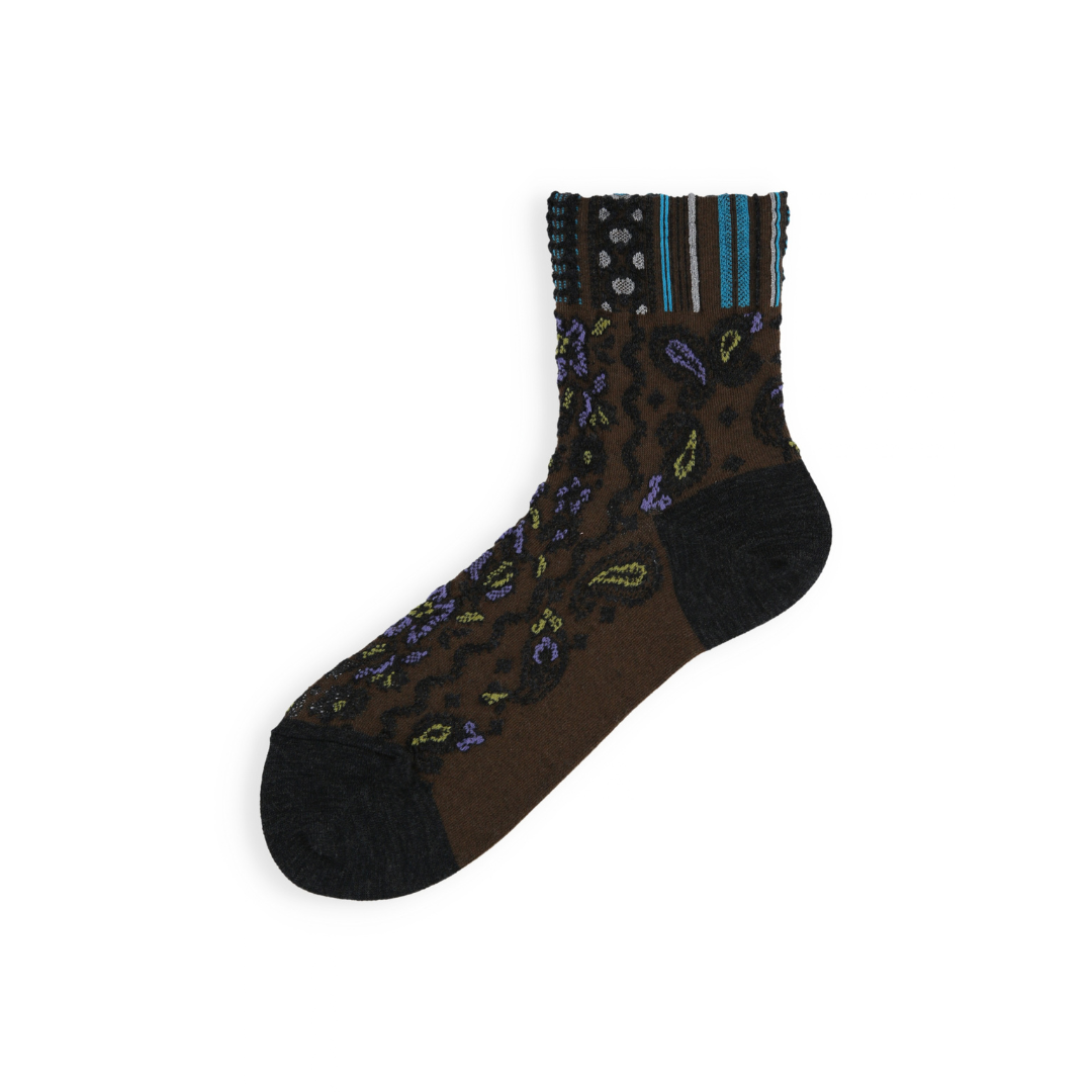 021132649 Wool Blend Paisley Low Crew Socks