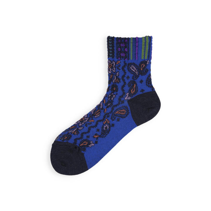 021132649 Wool Blend Paisley Low Crew Socks