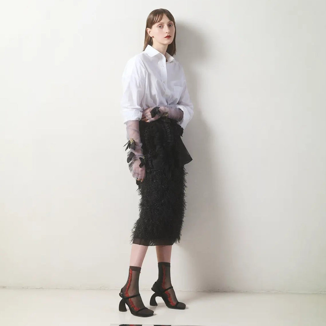 021132660 Fringe-Line Sheer Crew Socks