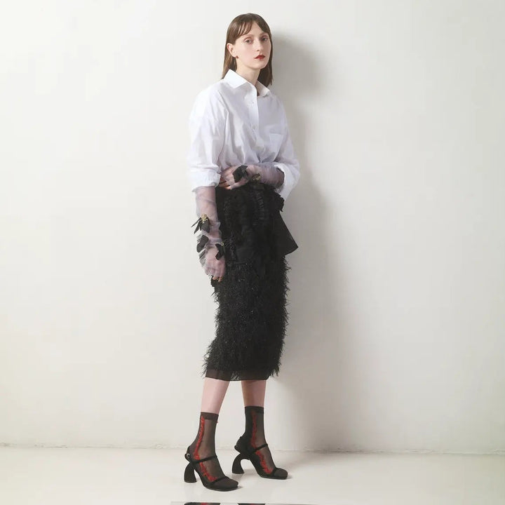 021132660 Fringe-Line Sheer Crew Socks