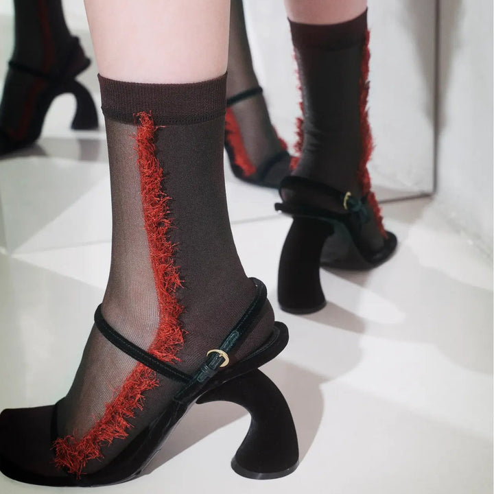 021132660 Fringe-Line Sheer Crew Socks