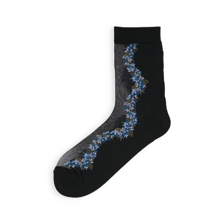 021132676 Floral Garland Sheer Low Crew Socks