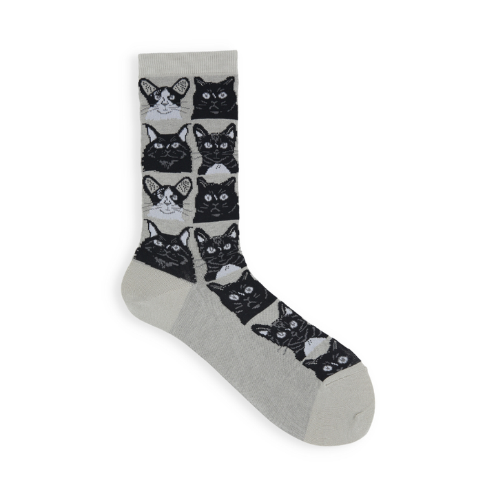 021140827 Manga Cat Pattern Crew Socks S
