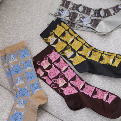 Cartoon Cat Pattern Socks