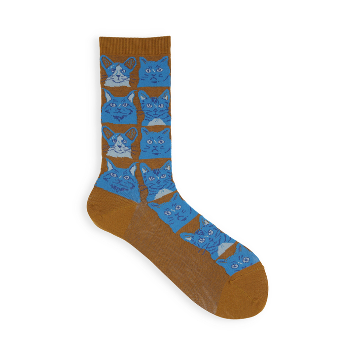 021140827 Manga Cat Pattern Crew Socks S