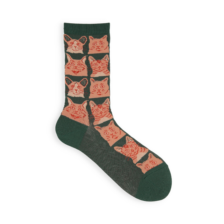 021140827 Manga Cat Pattern Crew Socks S