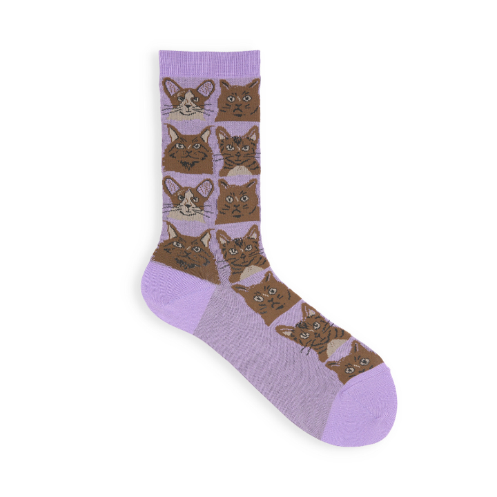 021140827 Manga Cat Pattern Crew Socks S