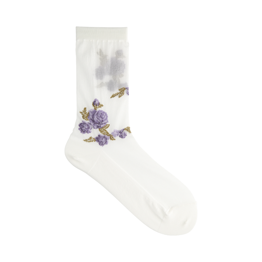 021140988 Sheer Rose Crew Socks