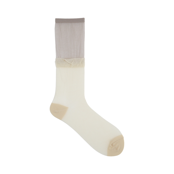 021141012 Sheer Layered Bicolour Crew Socks
