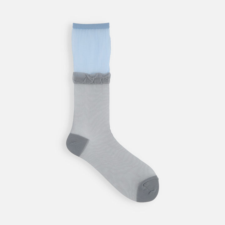 021141012 Sheer Layered Bicolour Crew Socks