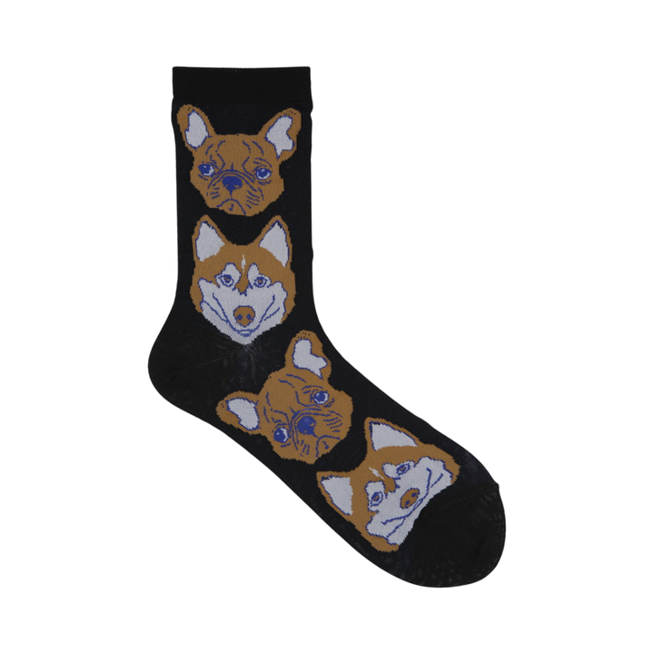 021141021 Manga Dog Pattern Crew Socks