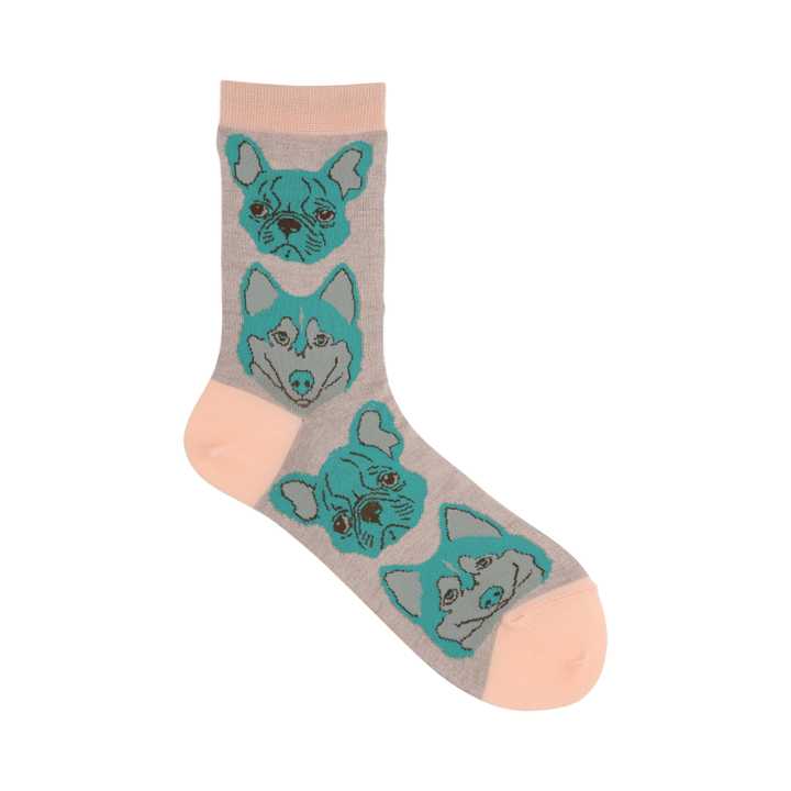 021141021 Manga Dog Pattern Crew Socks