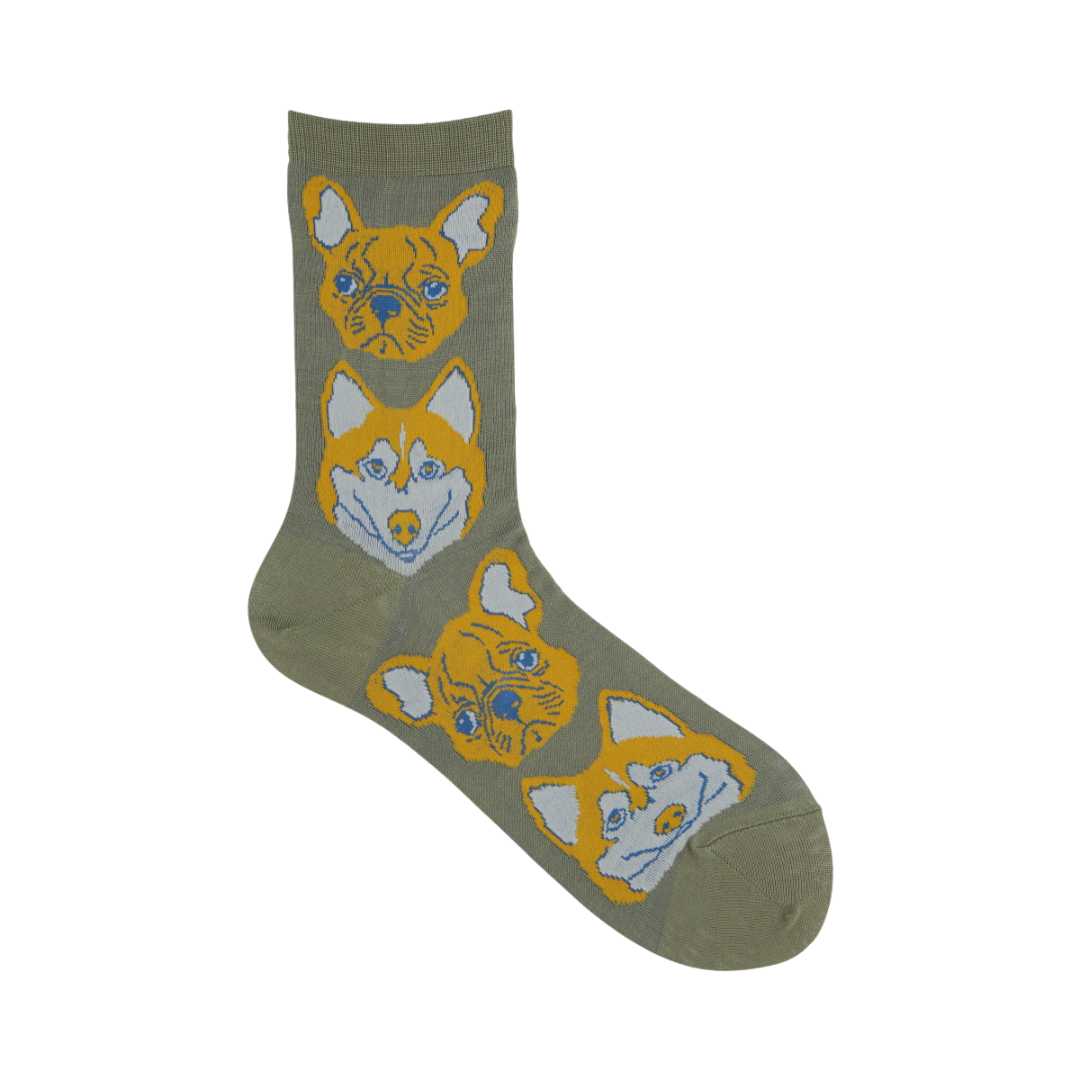 021141021 Manga Dog Pattern Crew Socks