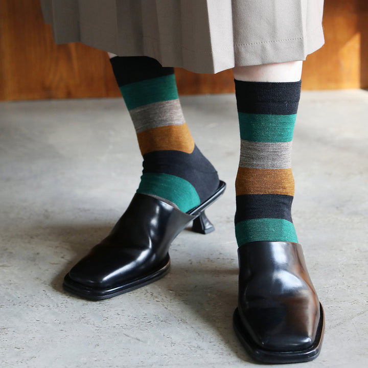 021141036 Alpaca Blend Colour Block Crew Socks