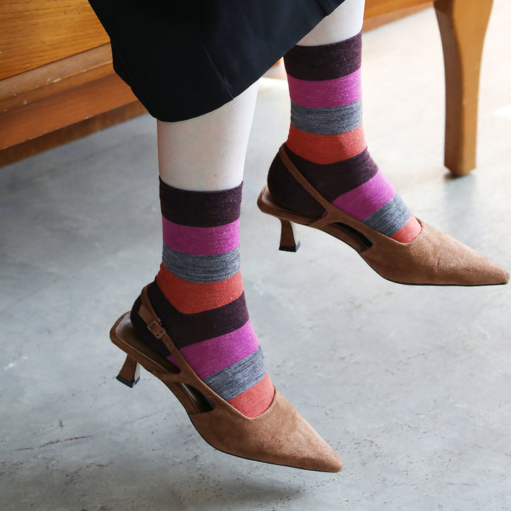 021141036 Alpaca Blend Colour Block Crew Socks