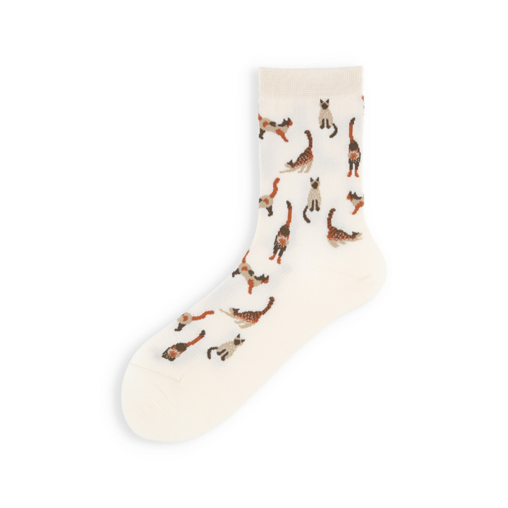 021141063 Playful Cat Crew Socks