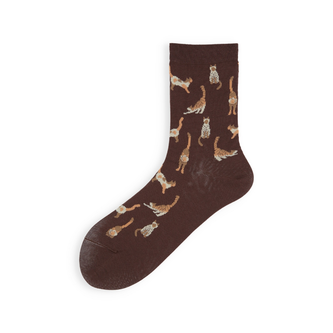 021141063 Playful Cat Crew Socks