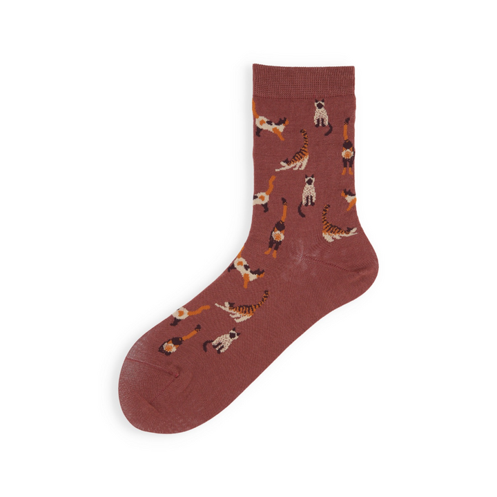 021141063 Playful Cat Crew Socks