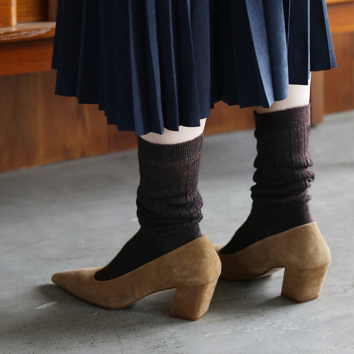 021150009 Alpaca Blend Rib Three-Quarter Socks